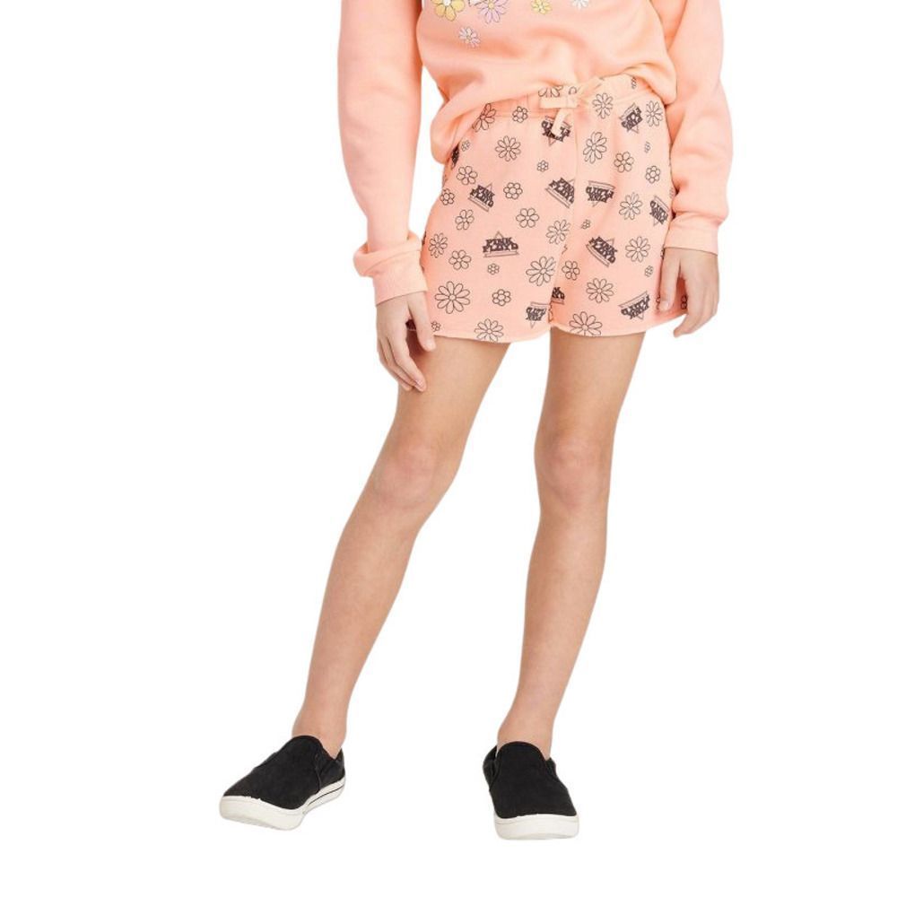 Girls Pink Floyd Dreamy Fleece Shorts Peach Orange Size M